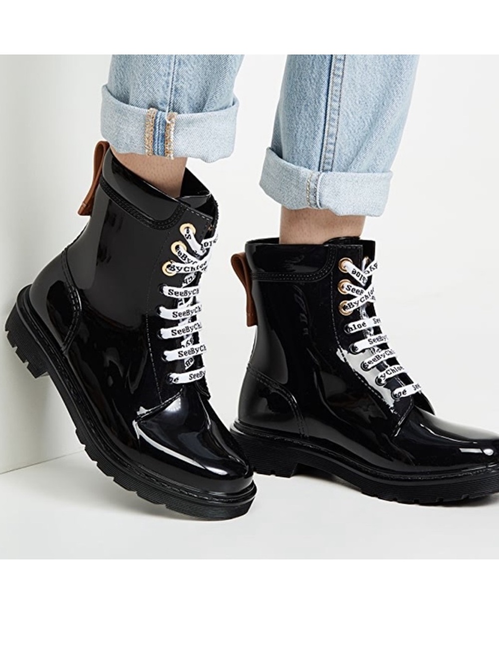 see by chloe florrie logo rain boot